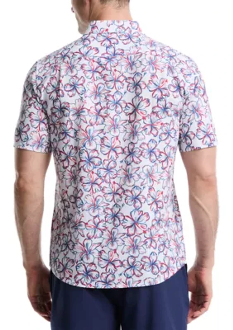 Short Sleeve Patriotic Floral Seersucker Shirt