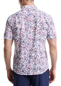 Short Sleeve Patriotic Floral Seersucker Shirt