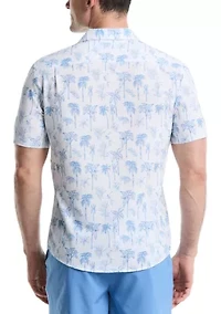 Palm Tree Printed Seersucker Shirt