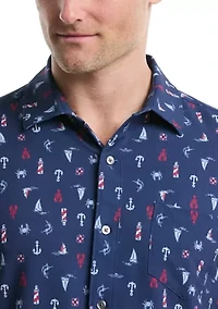 Patriotic Nautical Printed Shirt