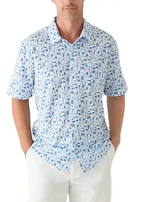 Men's Short Sleeve Patriotic Barbecue Print Woven Shirt