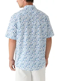 Men's Short Sleeve Patriotic Barbecue Print Woven Shirt