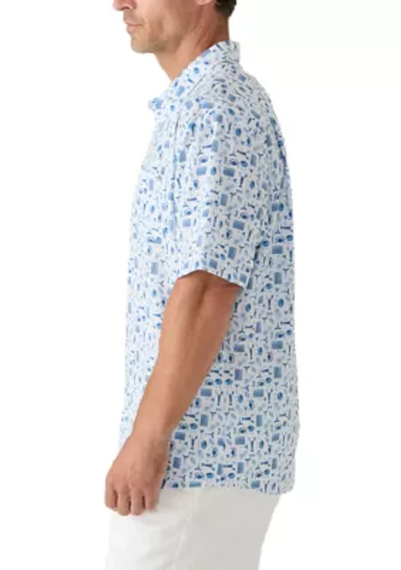 Men's Short Sleeve Patriotic Barbecue Print Woven Shirt