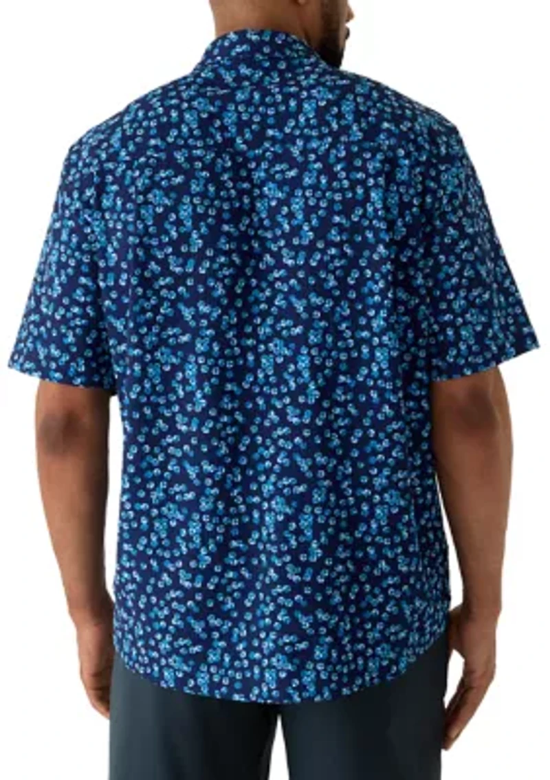 Men's Tall Seersucker Sand Dollar Print Shirt