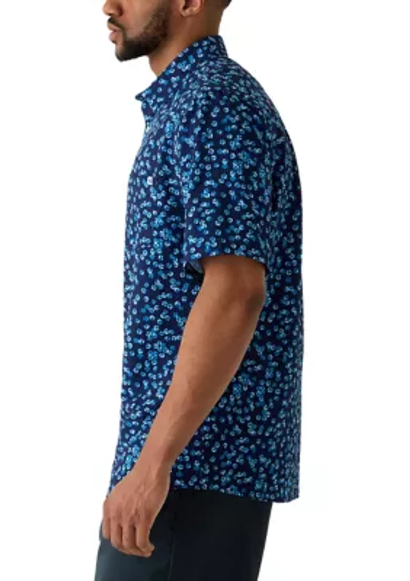 Men's Tall Seersucker Sand Dollar Print Shirt