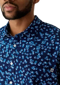 Men's Tall Seersucker Sand Dollar Print Shirt