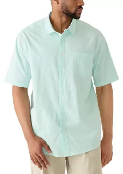 Men's Tall Seersucker Gingham Print Shirt