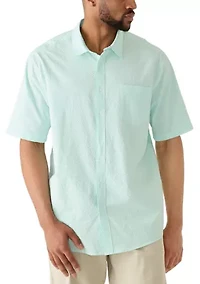 Men's Tall Seersucker Gingham Print Shirt