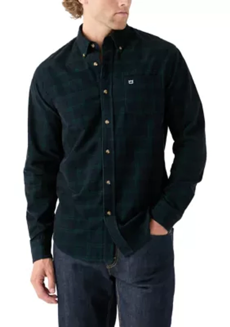 Long Sleeve Plaid Corduroy Shirt
