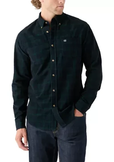 Long Sleeve Plaid Corduroy Shirt