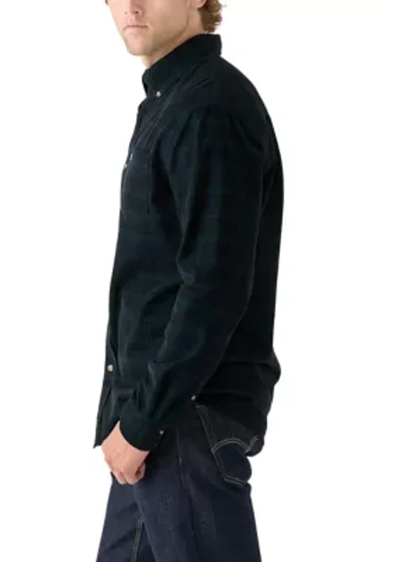 Long Sleeve Plaid Corduroy Shirt