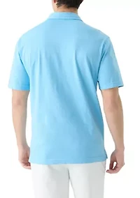 Slub Knit Short Sleeve Cotton Polo Shirt