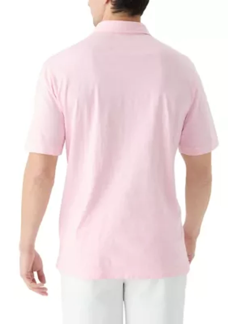 Slub Knit Short Sleeve Cotton Polo Shirt