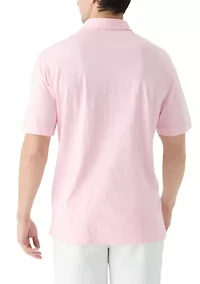 Slub Knit Short Sleeve Cotton Polo Shirt