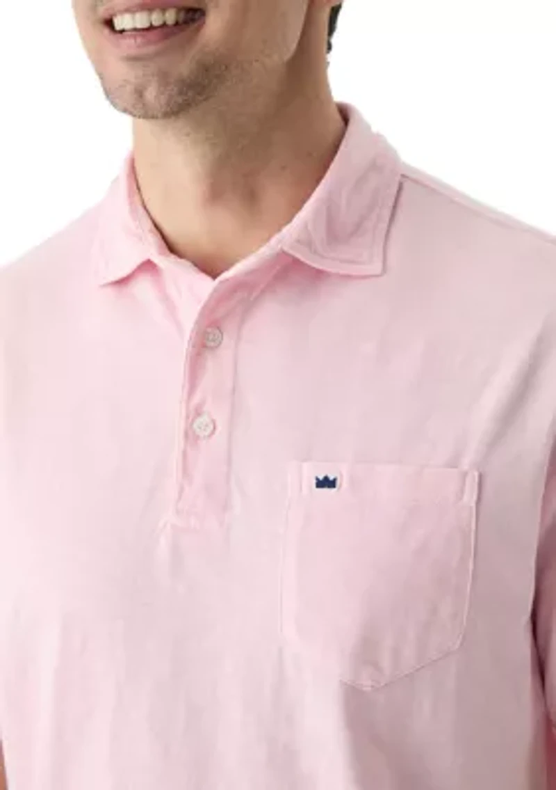 Slub Knit Short Sleeve Cotton Polo Shirt