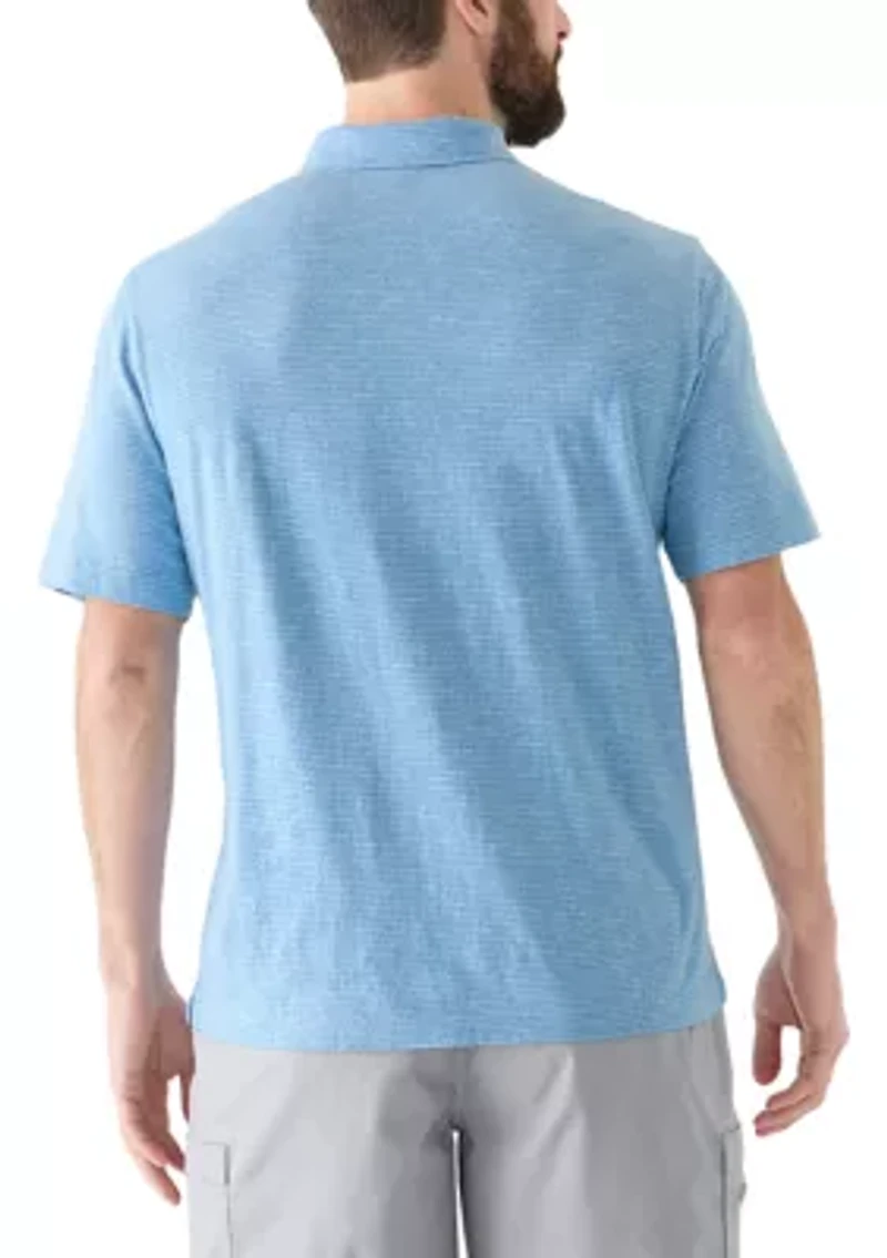 Men's Short Sleeve Slub Striped Polo