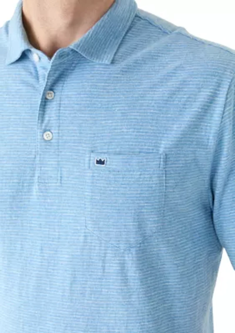 Men's Short Sleeve Slub Striped Polo