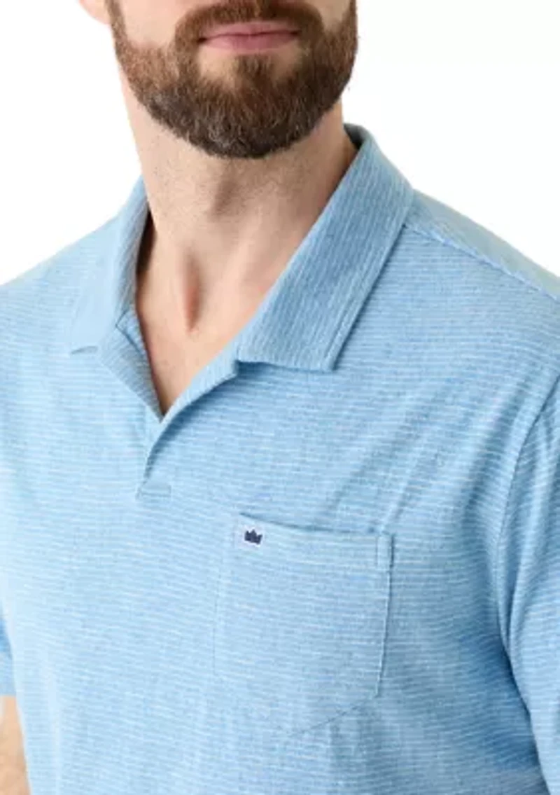 Men's Short Sleeve Slub Striped Polo