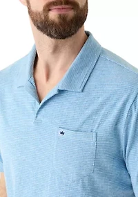 Men's Short Sleeve Slub Striped Polo