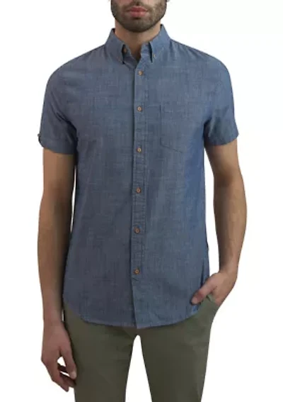 Men's Short Sleeve Chambray Button Down Shirt