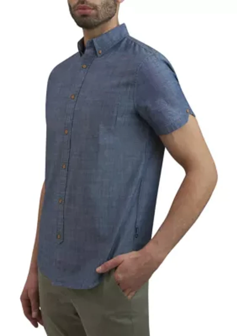 Men's Short Sleeve Chambray Button Down Shirt
