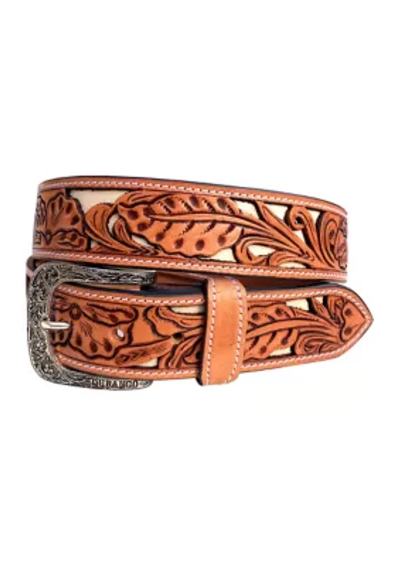 Wyatt Floral Tooled Leather Belt