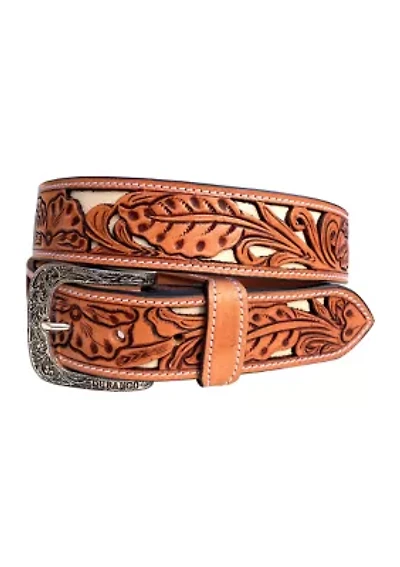 Wyatt Floral Tooled Leather Belt