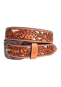Wyatt Floral Tooled Leather Belt