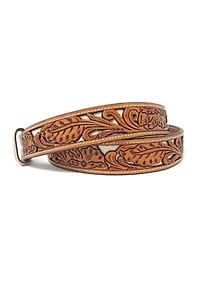 Wyatt Floral Tooled Leather Belt