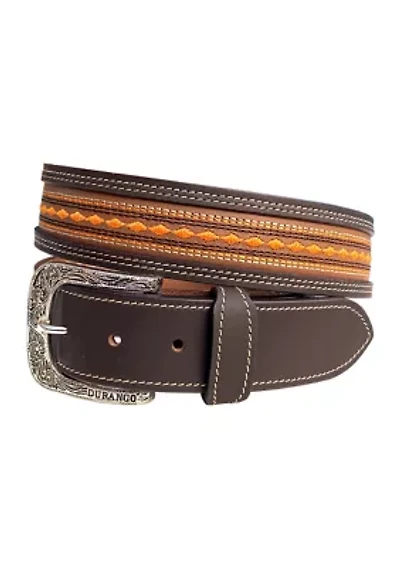 Mason Diamond Embroidered Leather Belt