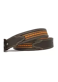 Mason Diamond Embroidered Leather Belt