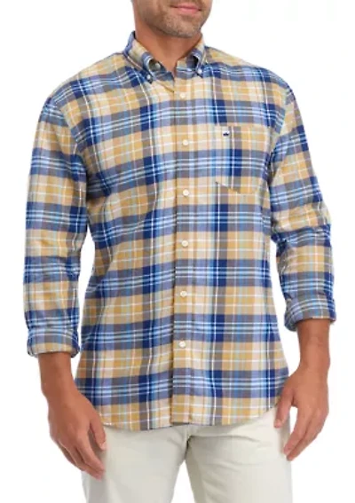 Men's Long Sleeve Twill Plaid Shirt