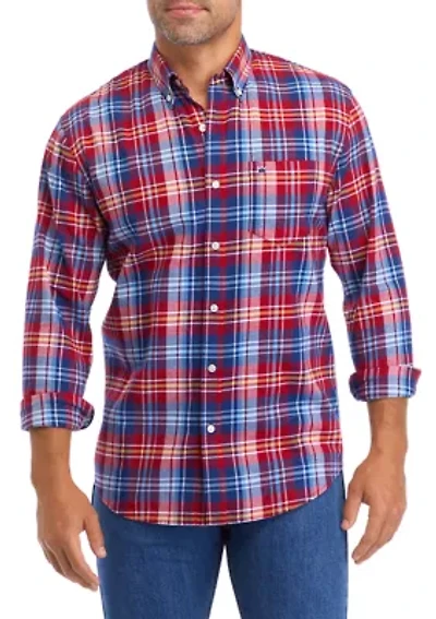 Men's Long Sleeve Twill Plaid Shirt