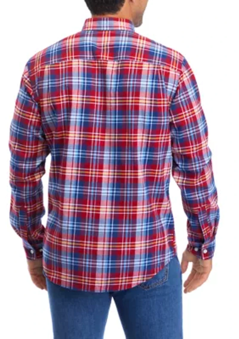 Men's Long Sleeve Twill Plaid Shirt