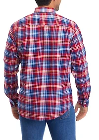 Men's Long Sleeve Twill Plaid Shirt