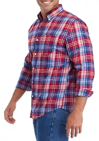 Men's Long Sleeve Twill Plaid Shirt