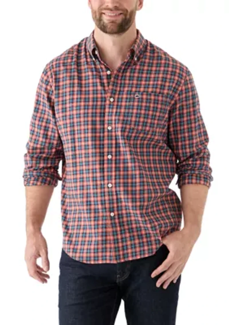 Long Sleeve Twill Plaid Shirt