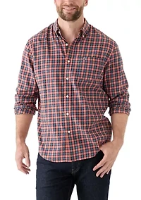 Long Sleeve Twill Plaid Shirt