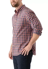 Long Sleeve Twill Plaid Shirt