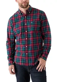 Long Sleeve Twill Plaid Shirt