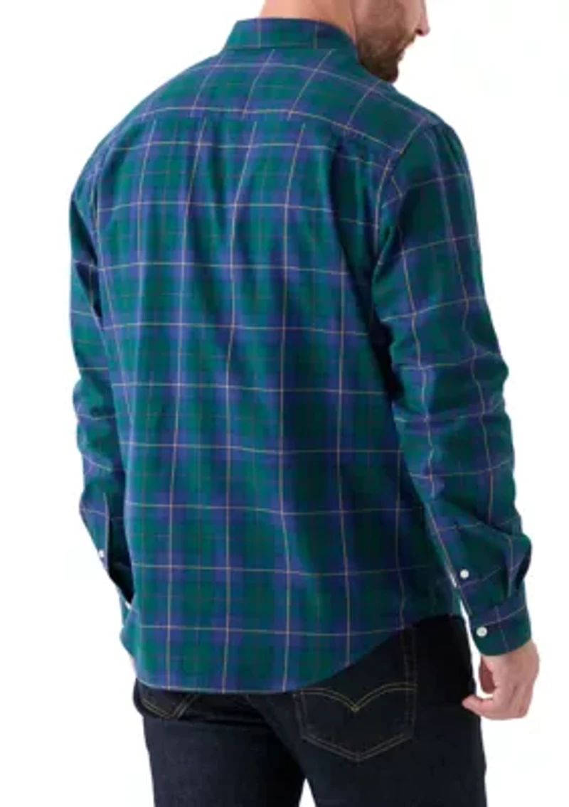 Long Sleeve Twill Plaid Shirt