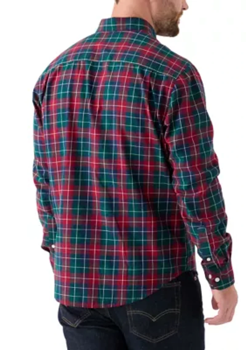 Long Sleeve Twill Plaid Shirt
