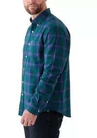 Long Sleeve Twill Plaid Shirt