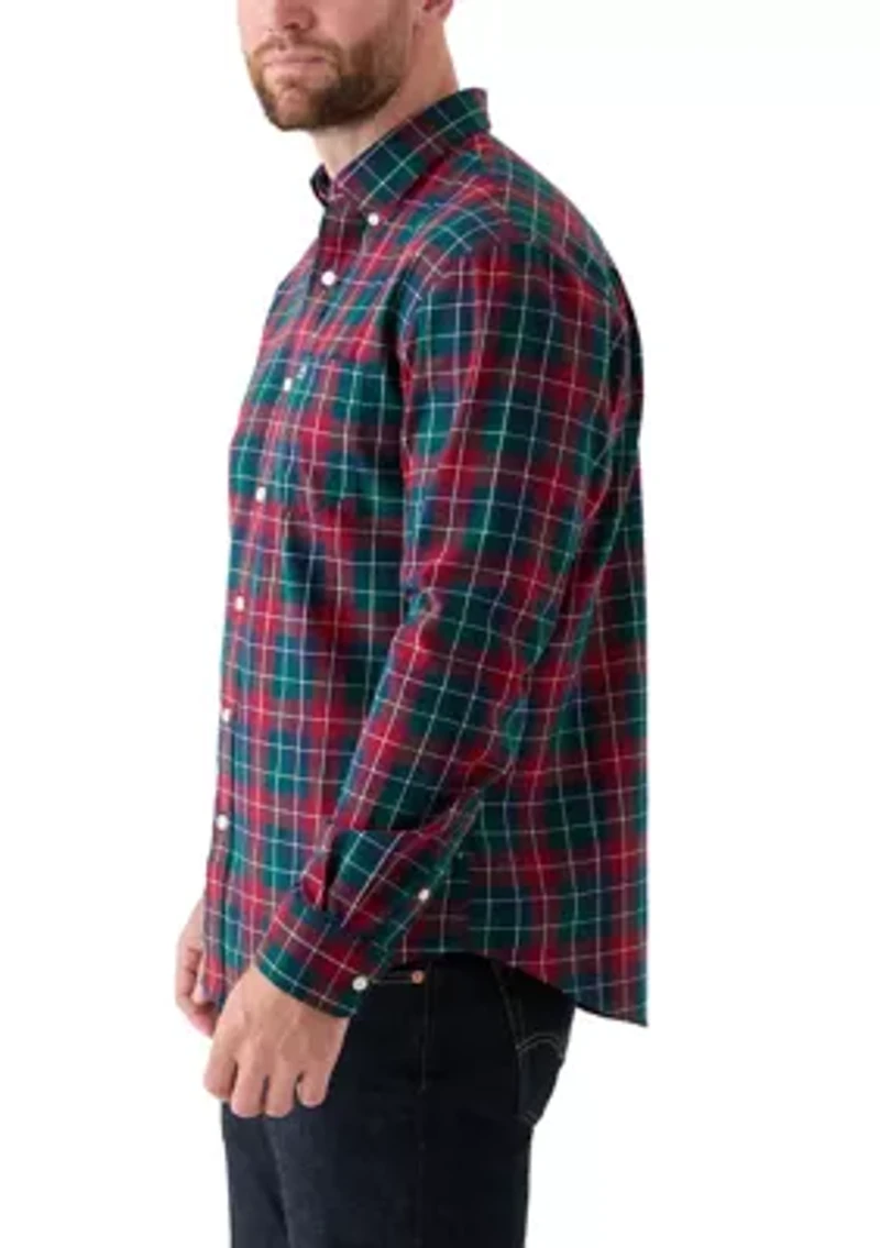 Long Sleeve Twill Plaid Shirt