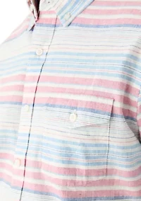 Short Sleeve Linen Cotton Patterned Shirt