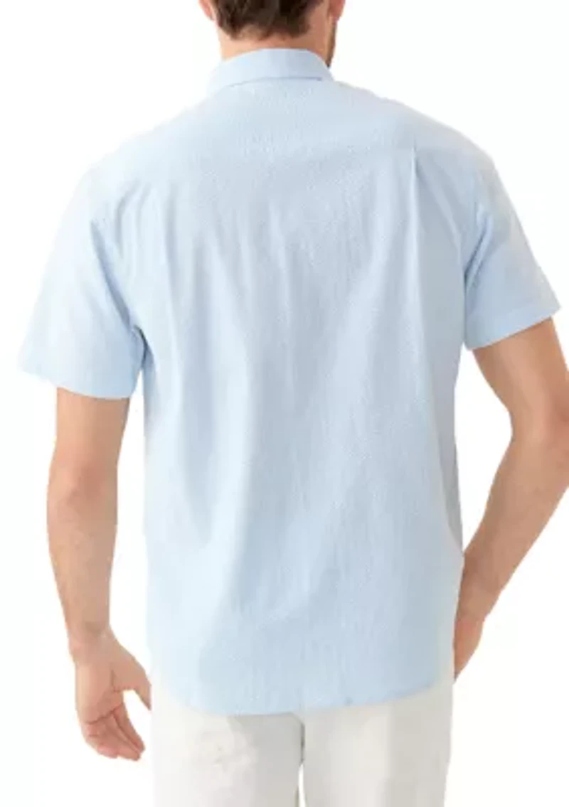 Short Sleeve Seesucker Stripe Button Down Shirt