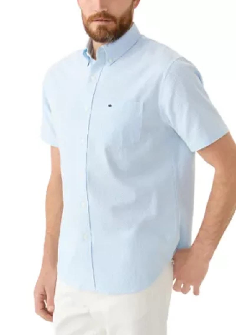 Short Sleeve Seesucker Stripe Button Down Shirt