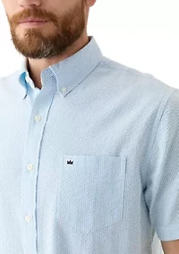 Short Sleeve Seesucker Stripe Button Down Shirt