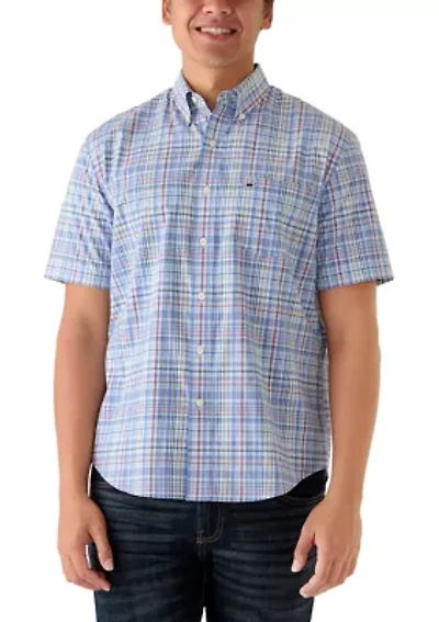 Men's Short Sleeve Poplin Plaid Shirt