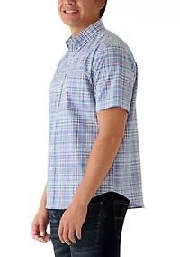 Men's Short Sleeve Poplin Plaid Shirt